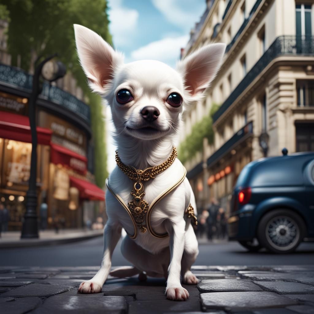 Chihuahua in Paris: Detailed Matte Painting