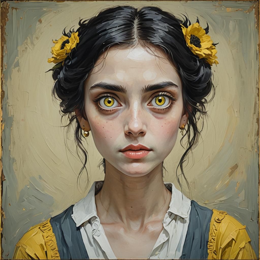 Woman with Yellow Eyes Portrait