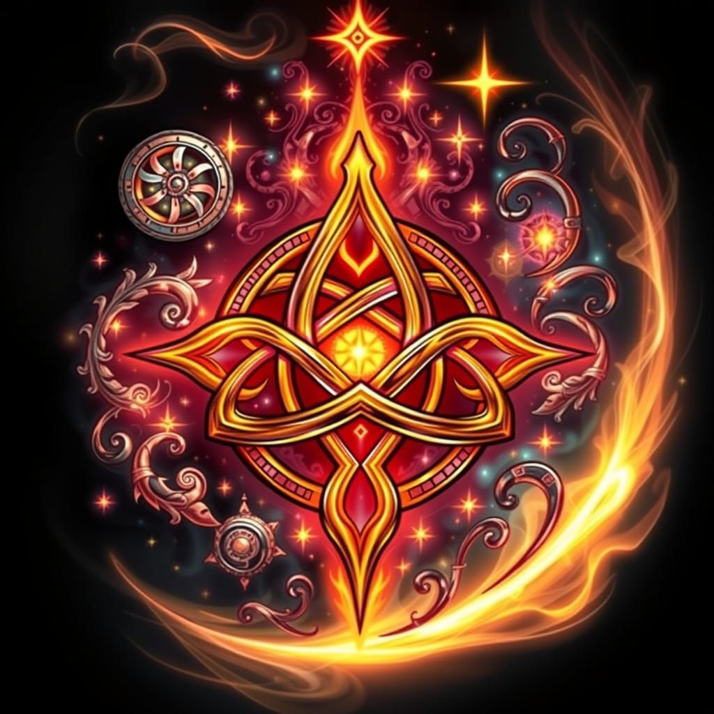 Celtic Knot Tattoo with Spirals and Runes