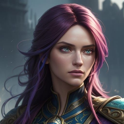 Hyperrealistic Portrait of Beauty Elena with Vibrant Hair