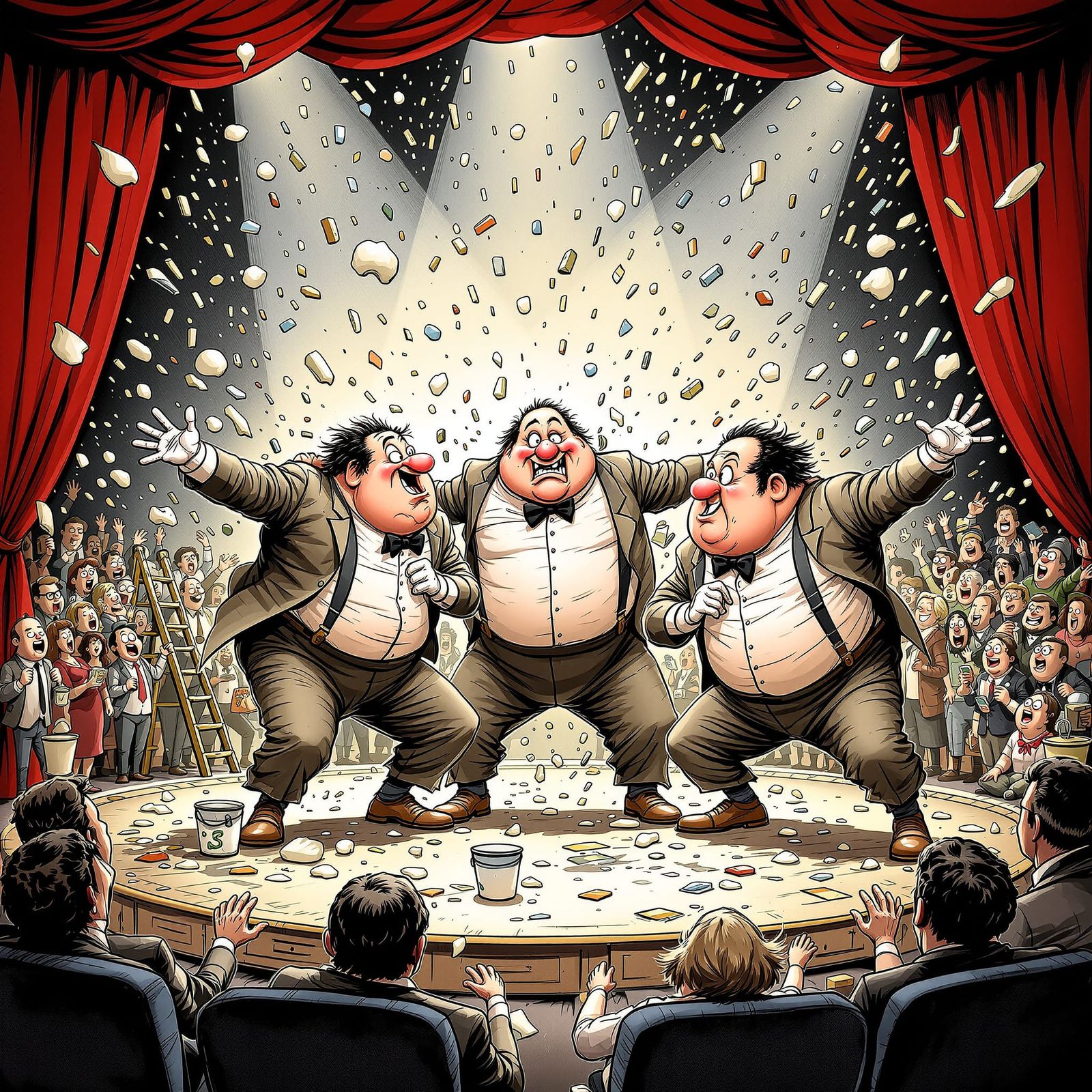 The Three Stooges Slapstick Comedy on Vaudeville Stage