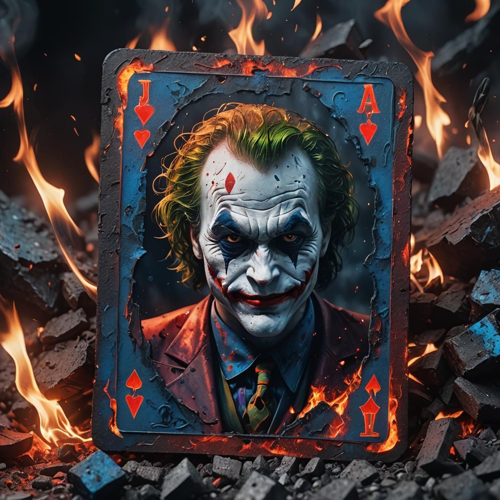 Joker Card on Embers: Fantasy Matte Painting