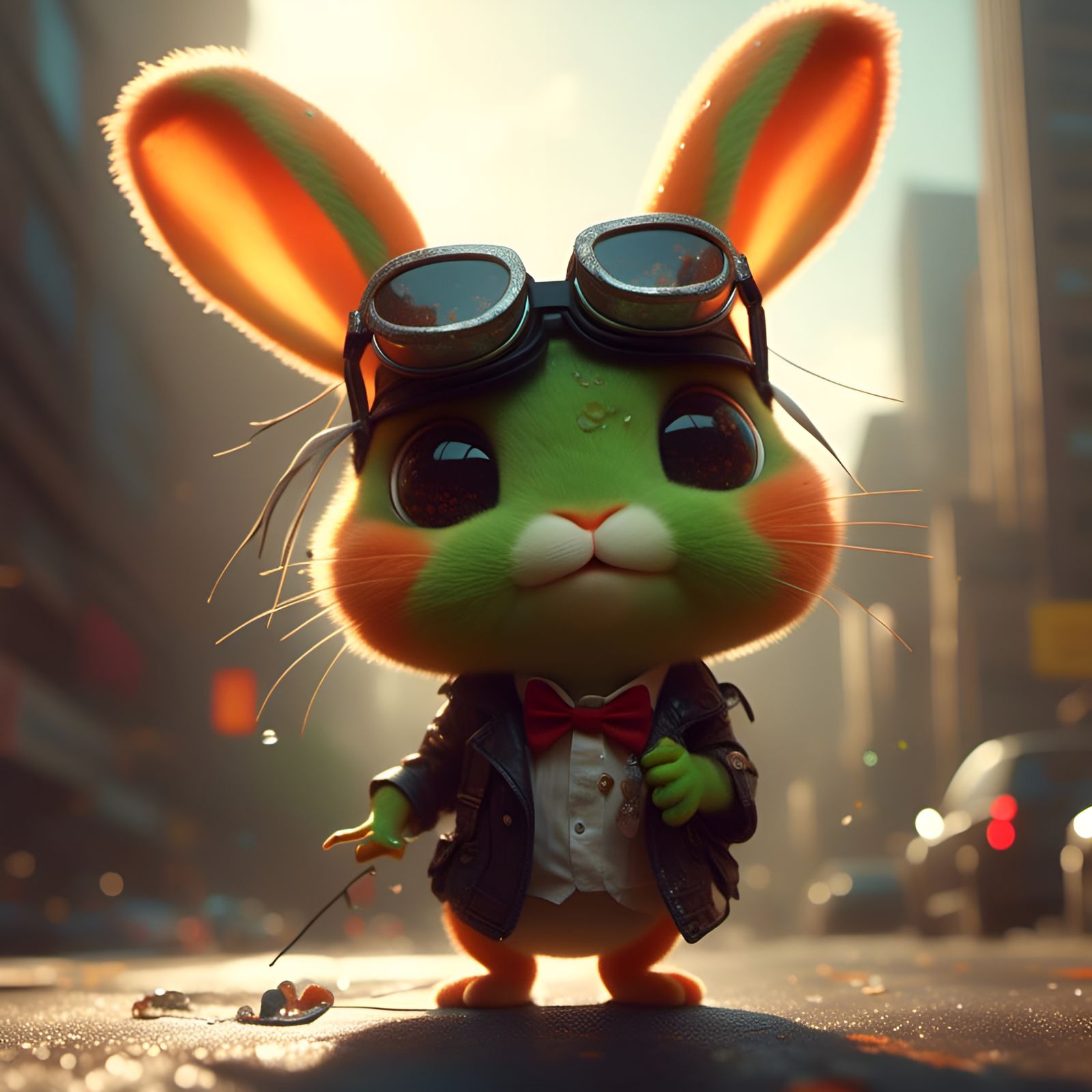 Chibi Rabbit-Frog Hybrid Character in Detailed 3D