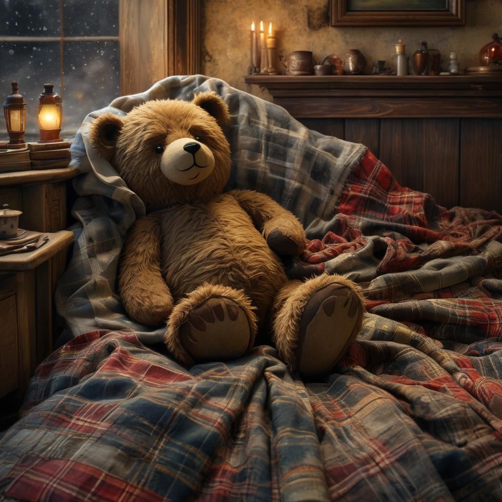 Teddy Bear's Dream: A Dark Fantasy in Ghibli Style