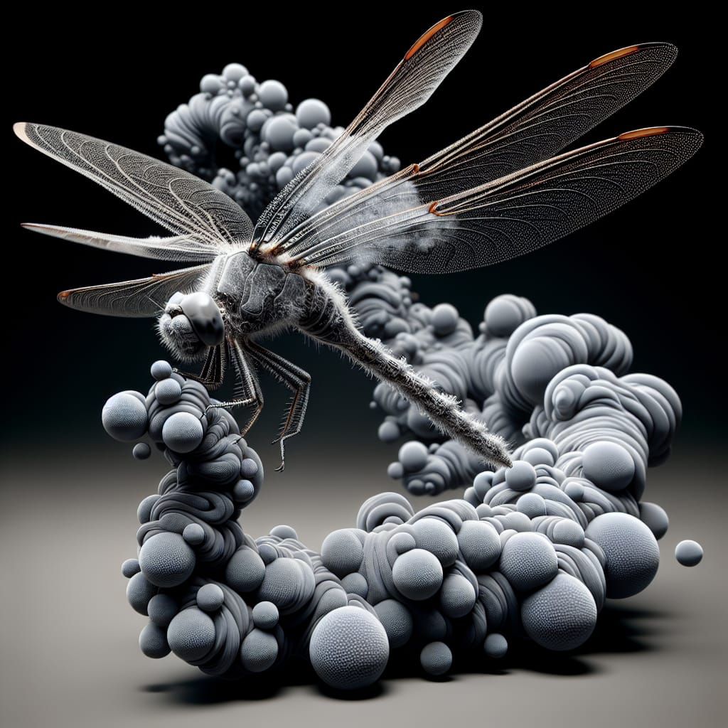 Dragonfly in Smoke: Hyper-Detailed Macro Photography