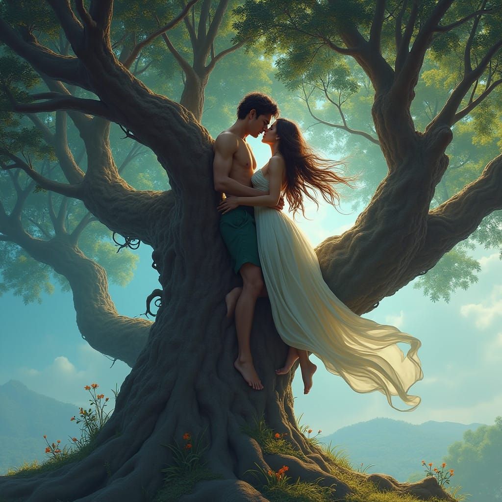 Gnarled Tree Sanctuary with Lovers