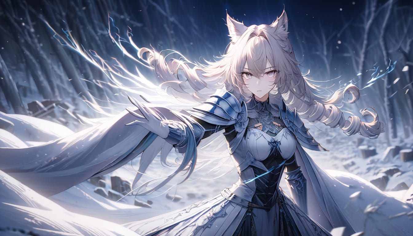 Majestic Lynx Knightess in Snowy Battle