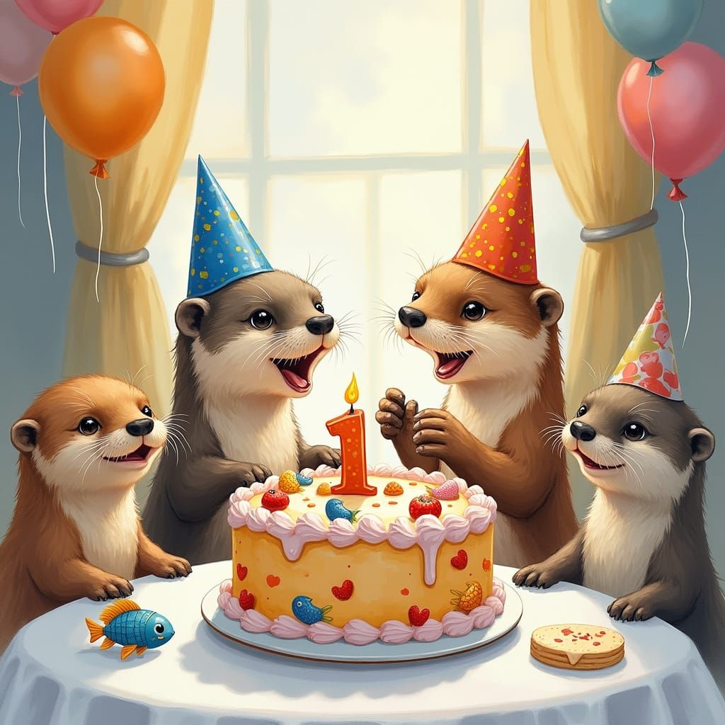 Joyful Birthday Celebration for a Happy Baby Otter