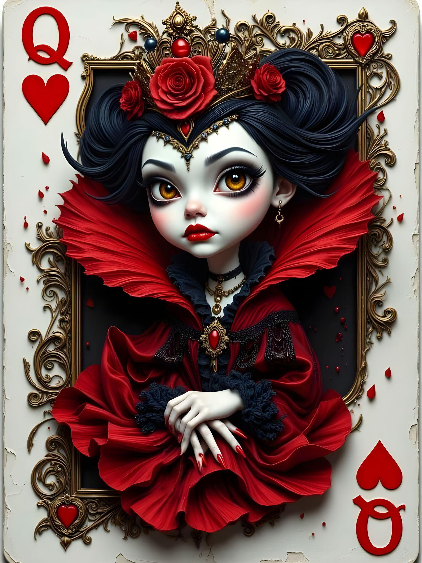 Queen of Hearts Emerges from Playing Card in Burtonesque Sty...