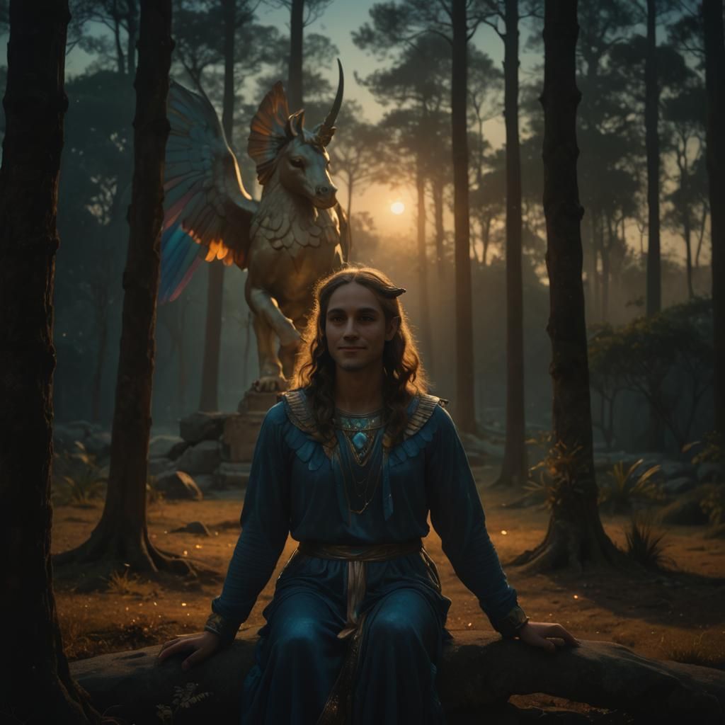 Winged Unicorn Sphinx in Dreamy Fantasy Art