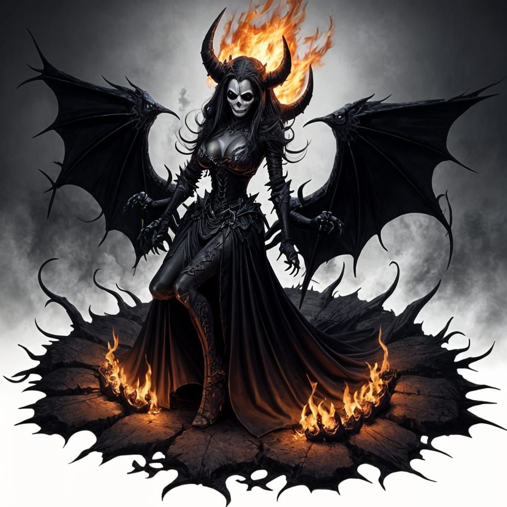 Elegant Demon Dancing by Bonfire