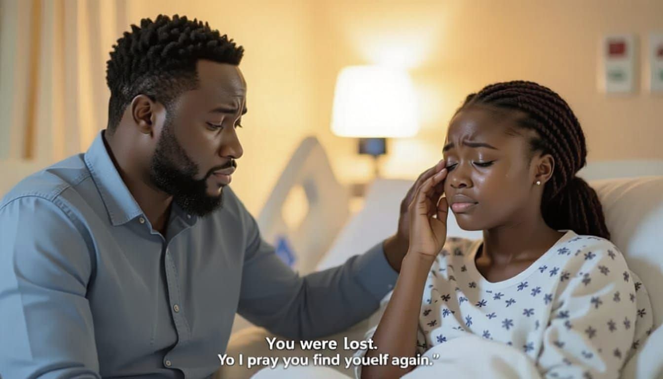 Heartfelt Hospital Scene: Man Comforts Girl