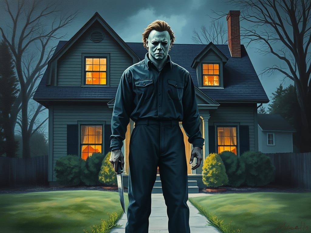 Michael Myers Halloween Horror in Watercolor