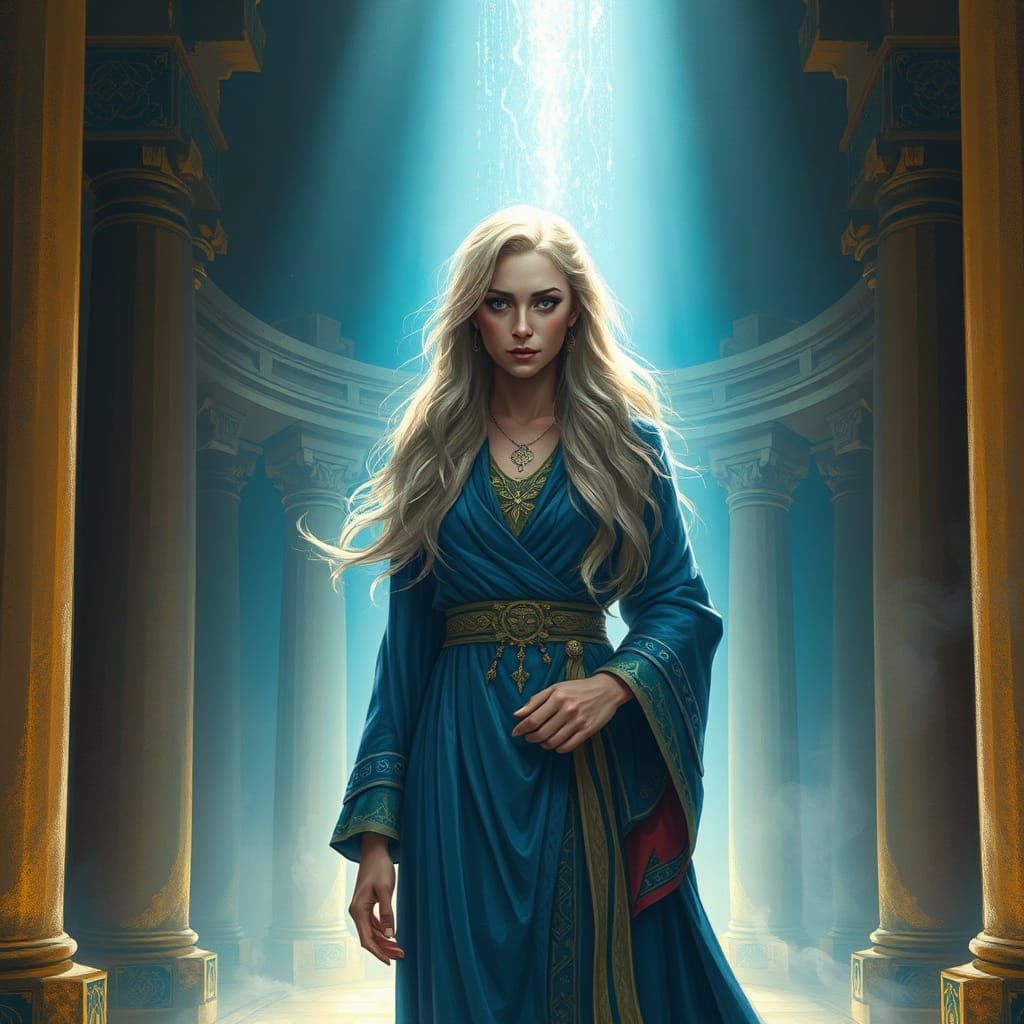 Atlantis Priestess in Radiant Light, Fantasy Art
