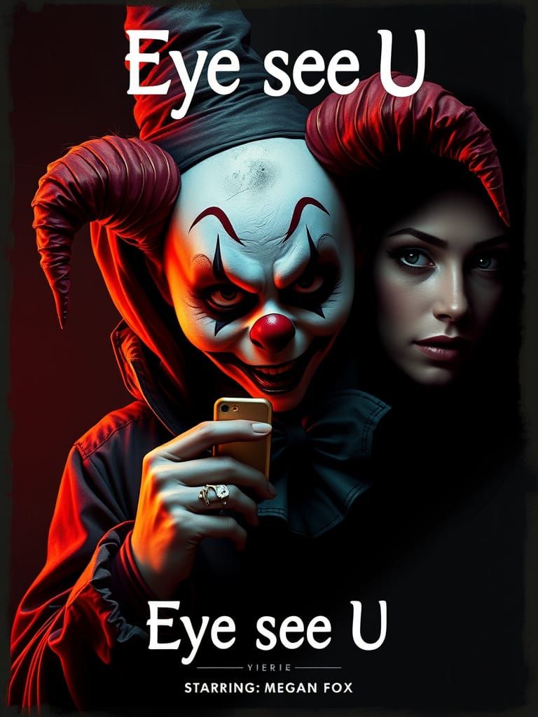 Gothic Clown Spy Movie Poster in 2000s Digital Art Style