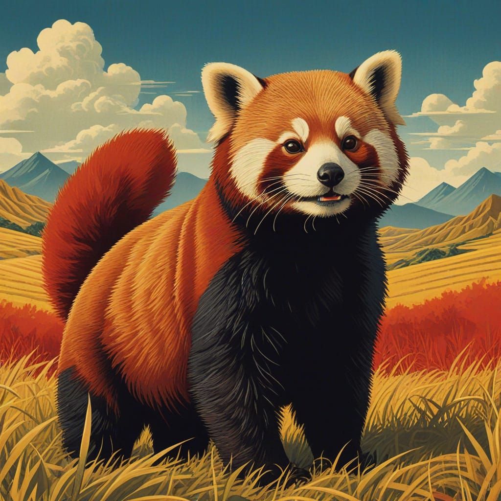 Red Panda in Chinese Propaganda Art Style