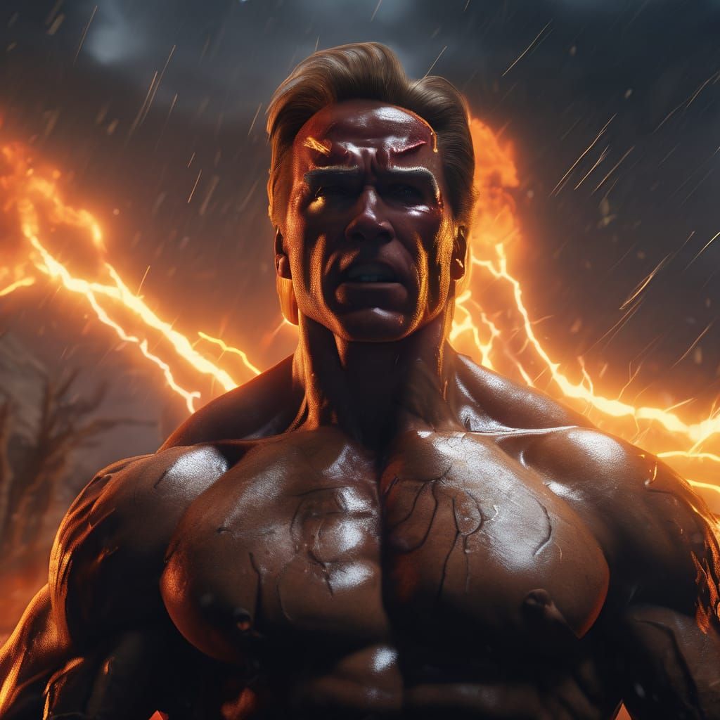 <lora:Dark fantasy realism:1.0> oil painting of Arnold Schwa...