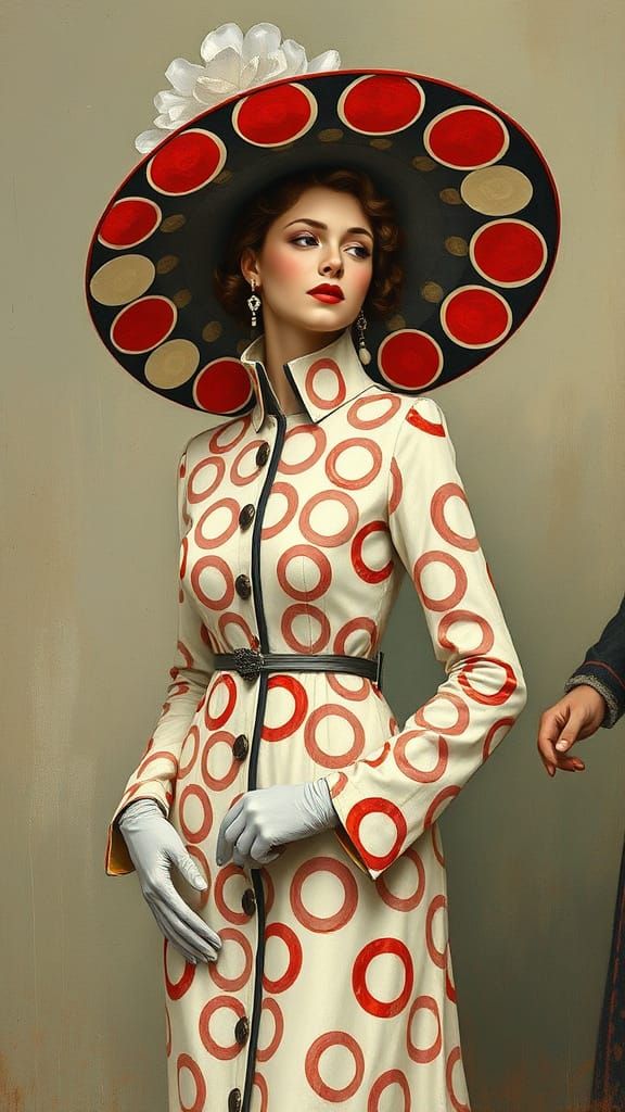 Elegant Lady in Art Nouveau Style Outfit