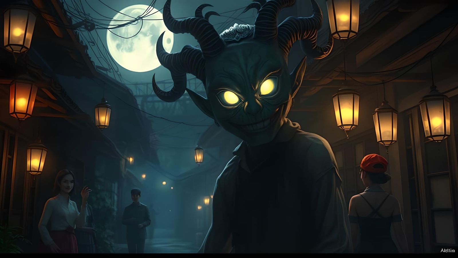 Aswang in Disguise: 3D Anime Village Scene