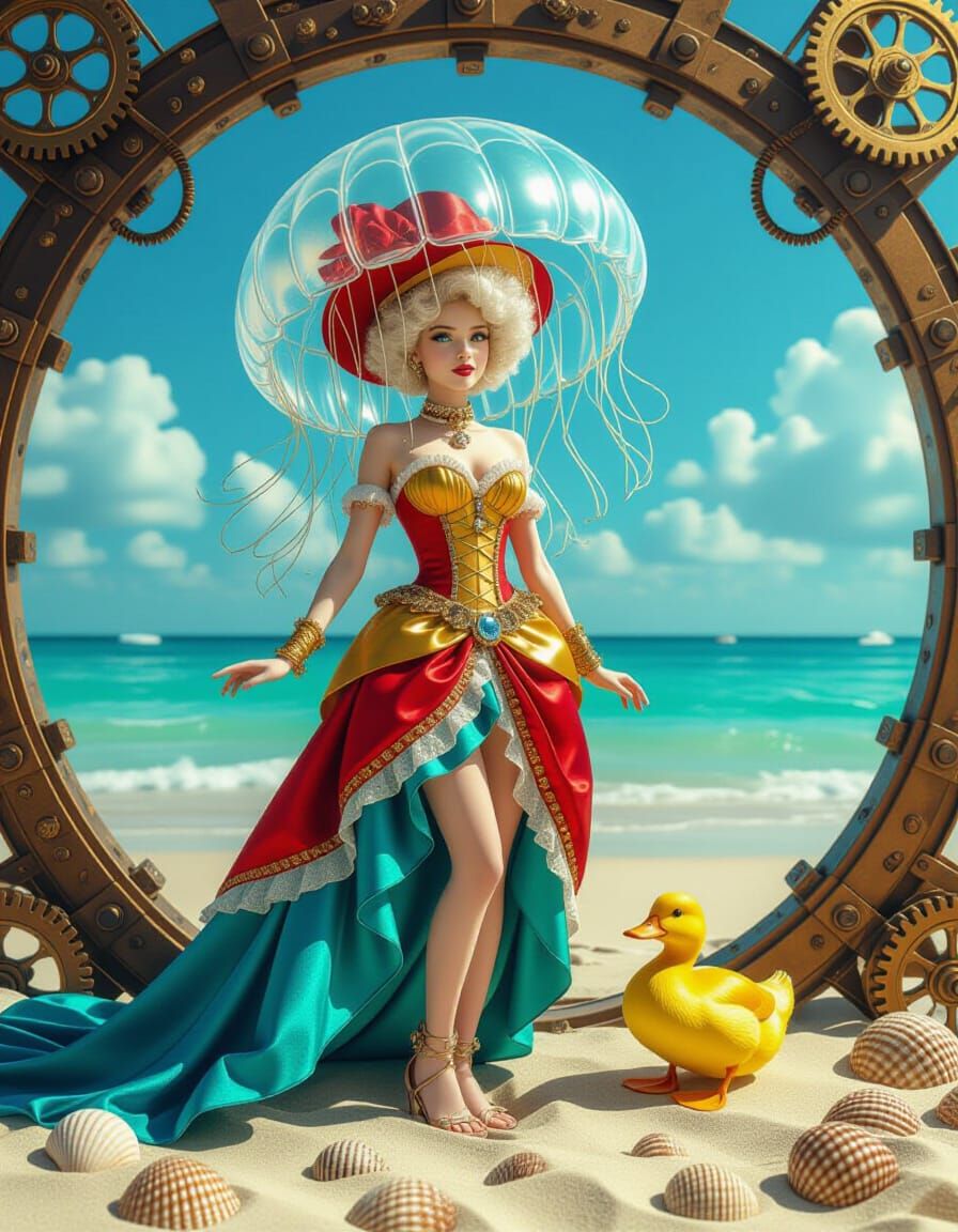 Steampunk Jellyfish Beach Vacation in 3D