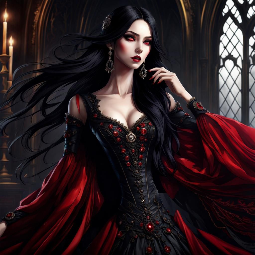 Elegant Vampire in Gothic Style, 8k Resolution