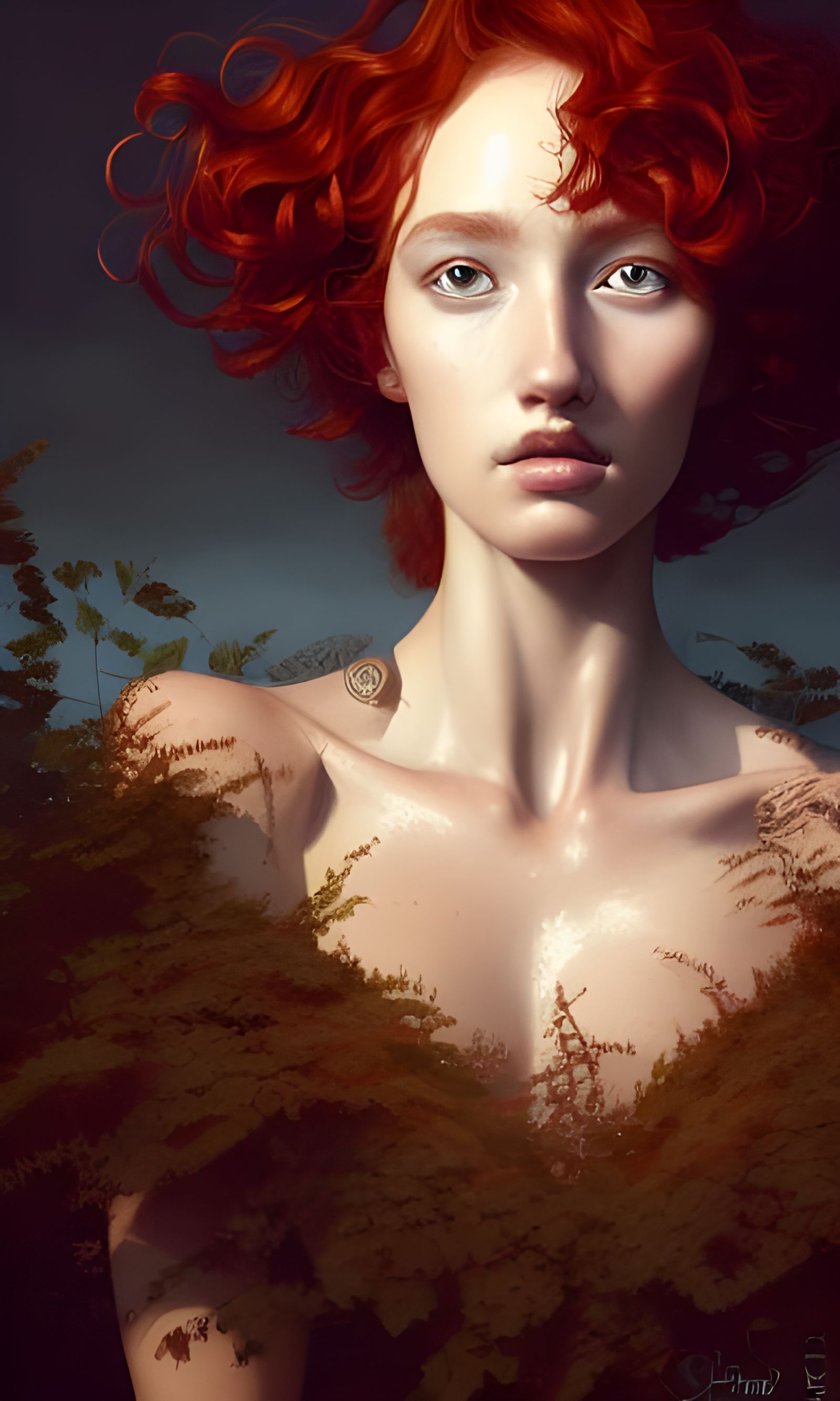 Detailed Portrait of a Red-Haired Woman