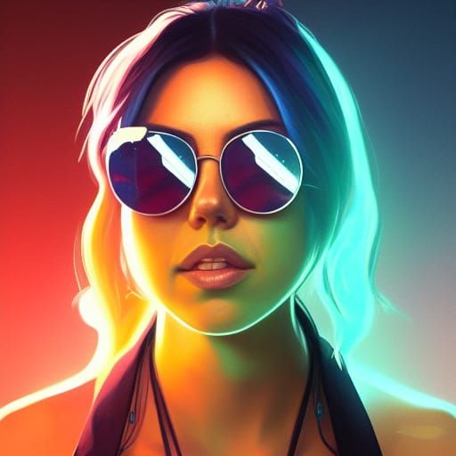 Aubrey Plaza in Rainbow Sunnies, Art Nouveau Style