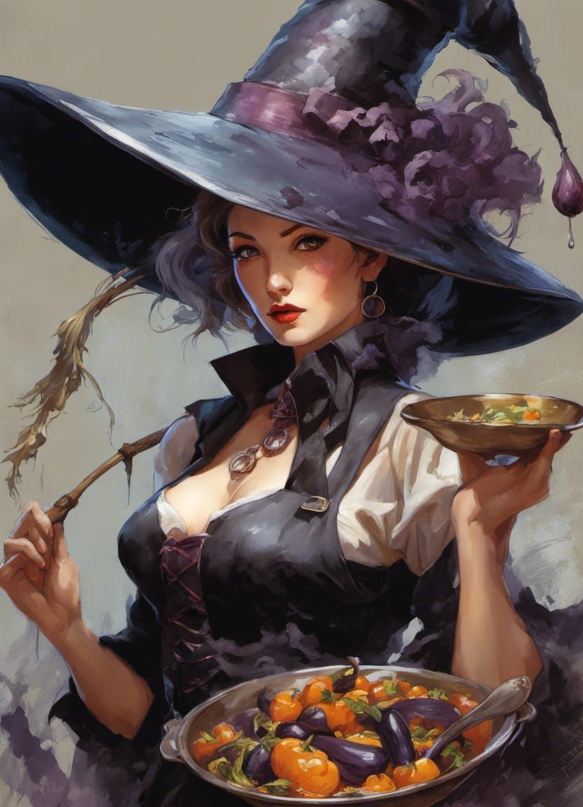 Chef Witch Pin-Up Art in Studio Lighting