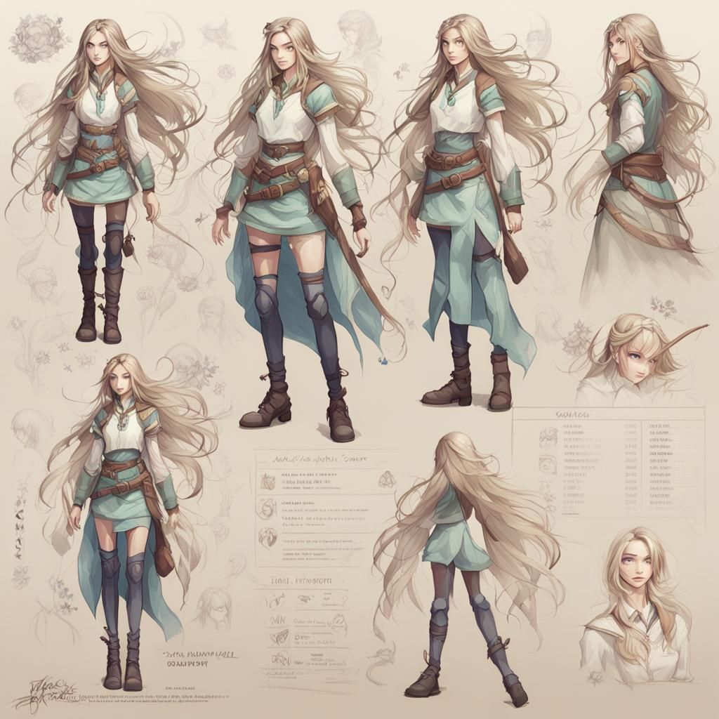 Fantasy Girl Healer Character Sheet in Sketchbook Style