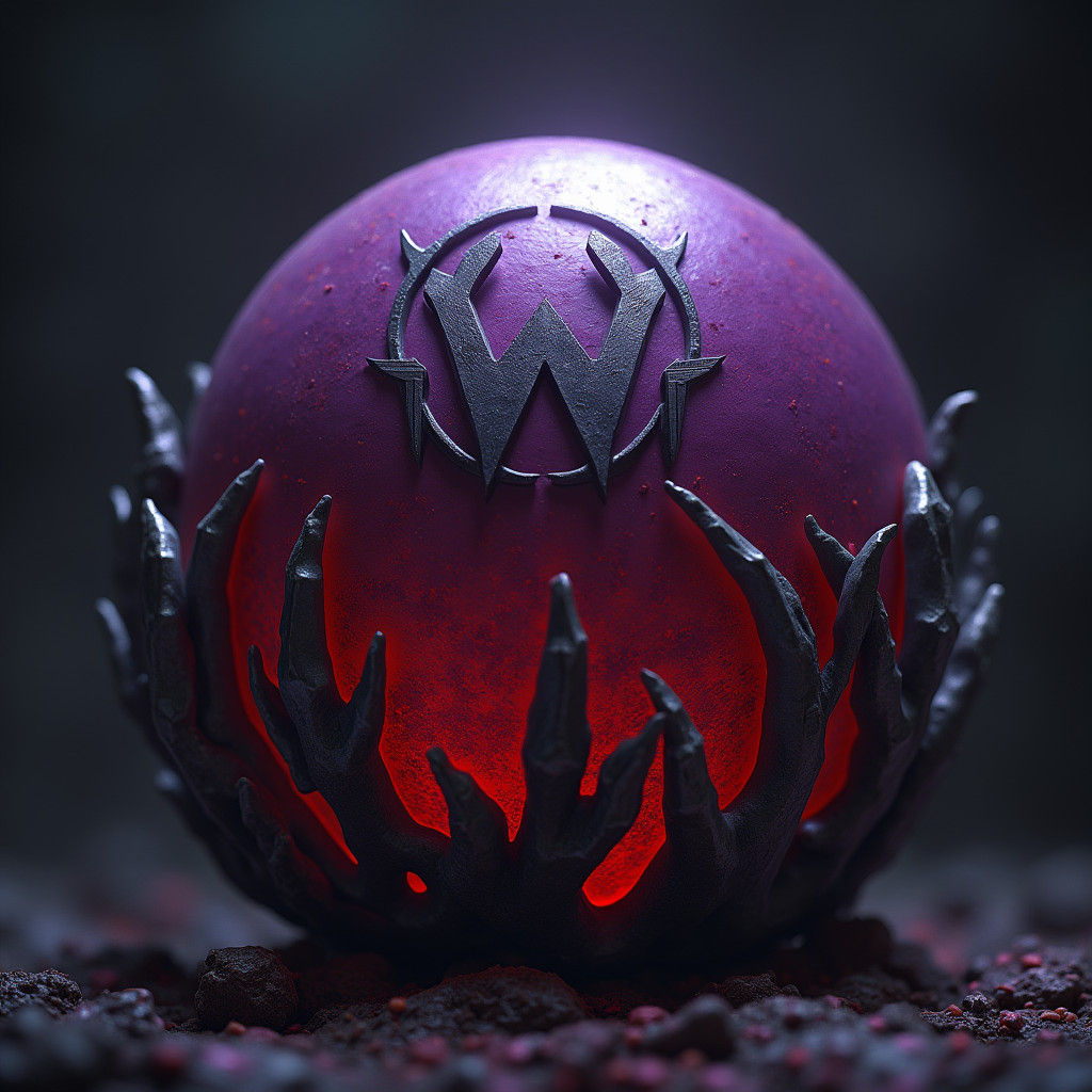 Mystical Orb with Metallic Emblem in Fantasy Art