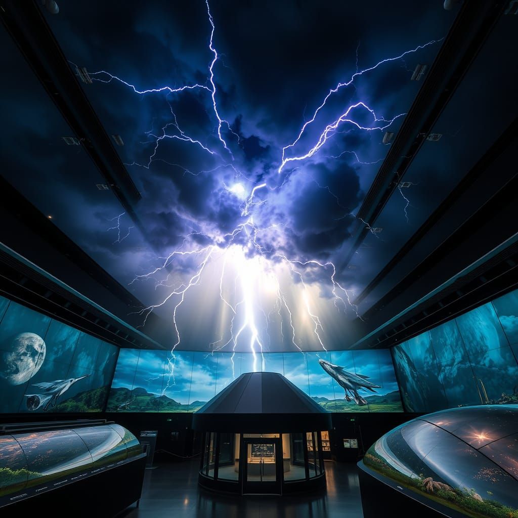 A cosmic thunderstorm with rainbow lightning is erupting ins...