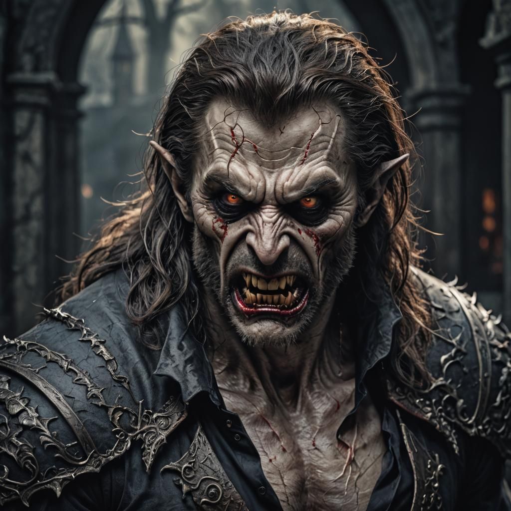 Hyperrealistic Vampire Werewolf in Sharp Focus