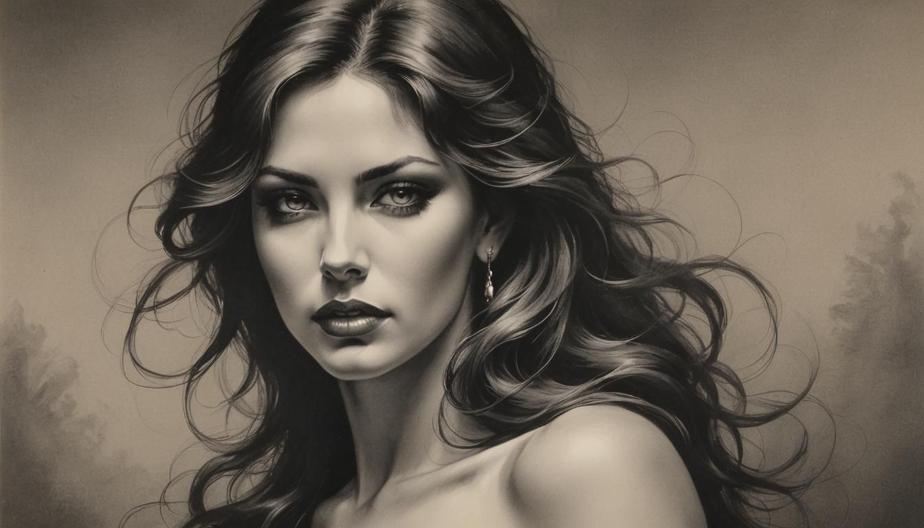 Woman in Charcoal, Boris Vallejo Style