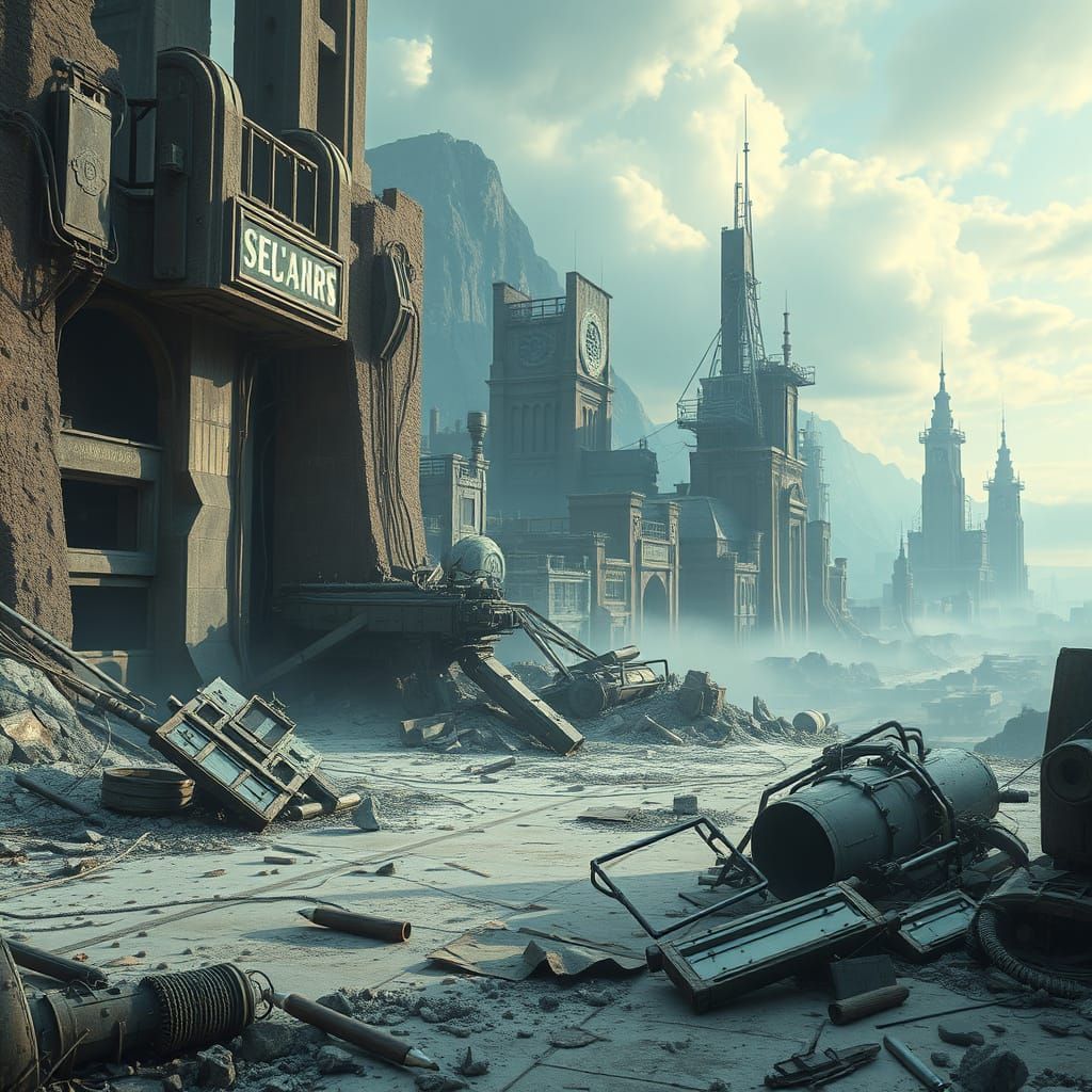 Surreal Post-Apocalyptic Landscapes in Cinematic Style