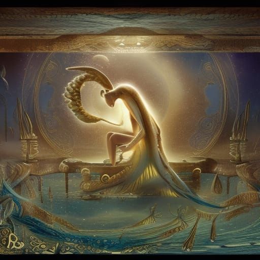 Sea Angel Hieroglyphic in Detailed Matte Painting
