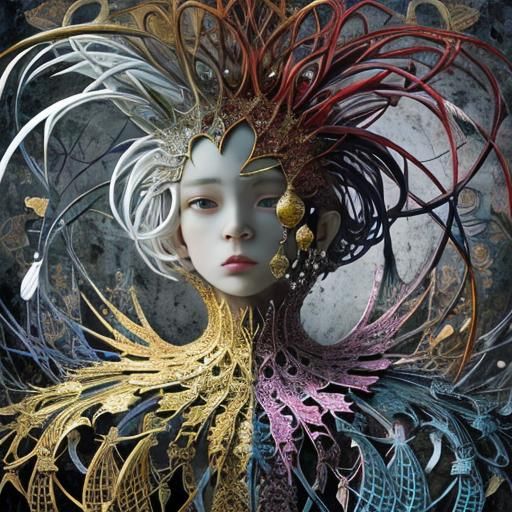 Surrealist Scandinavia: Vivid Abstract Oil Painting