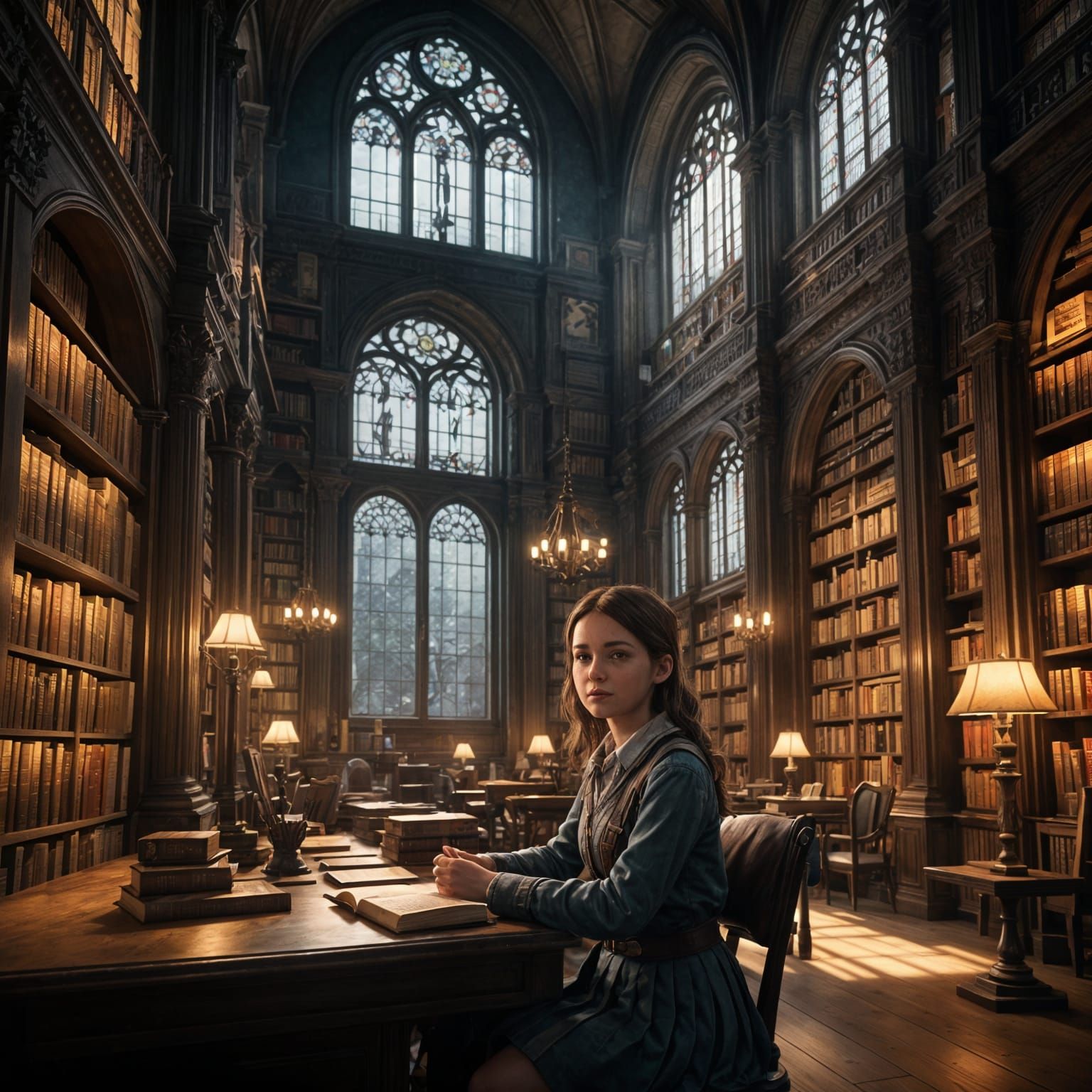 Epic 3D Library Scene with Intricate Details