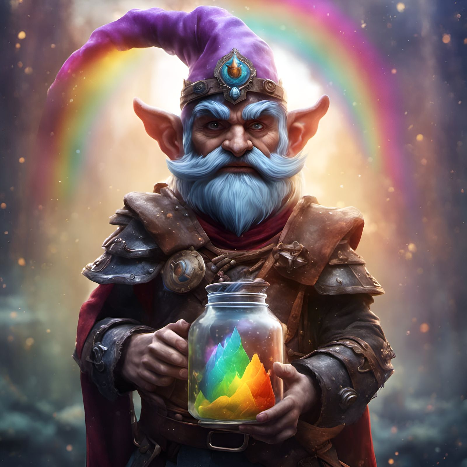 Gnome Warlock Warrior with Rainbow Jar