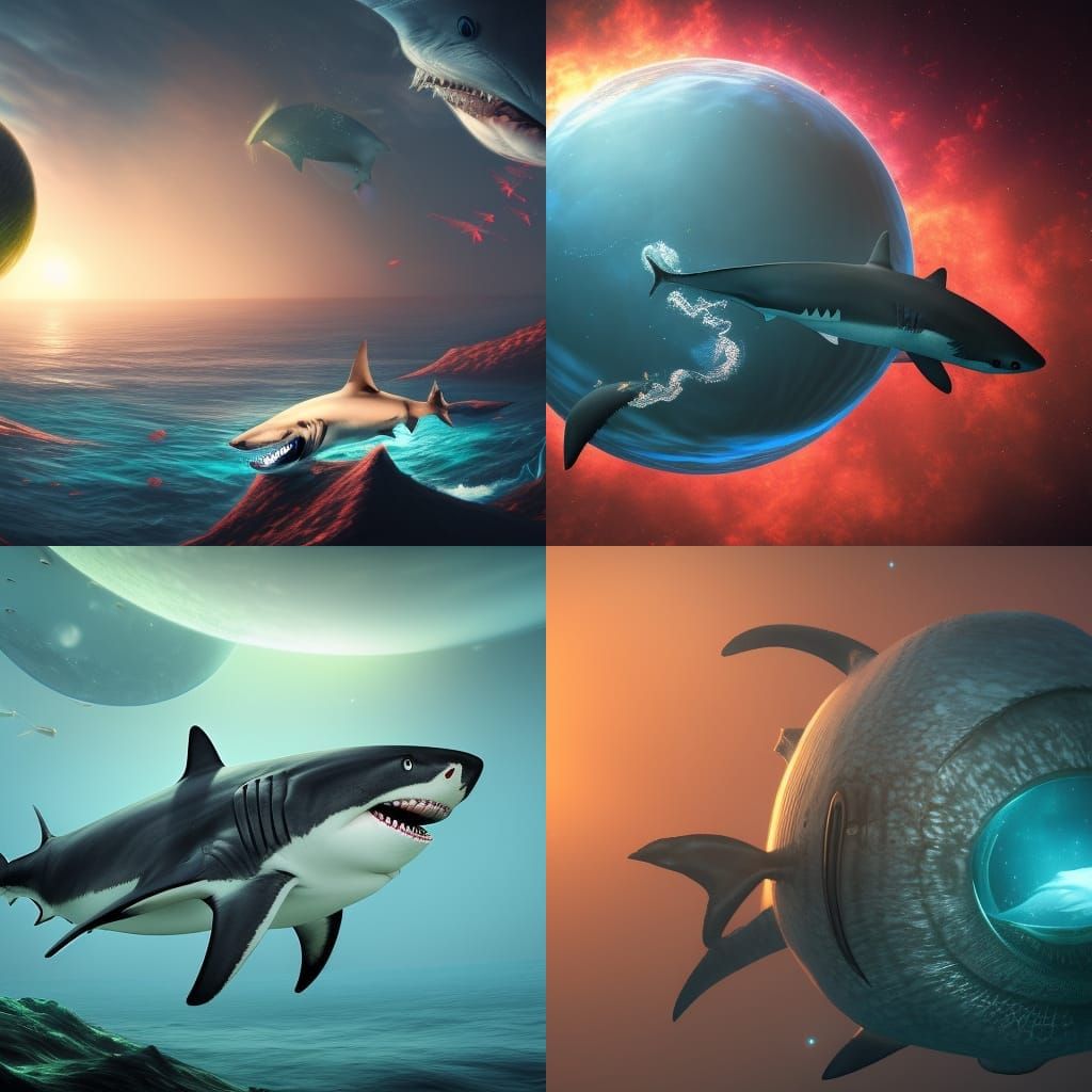 Shark Eats Planet: Detailed Fantasy Concept Art