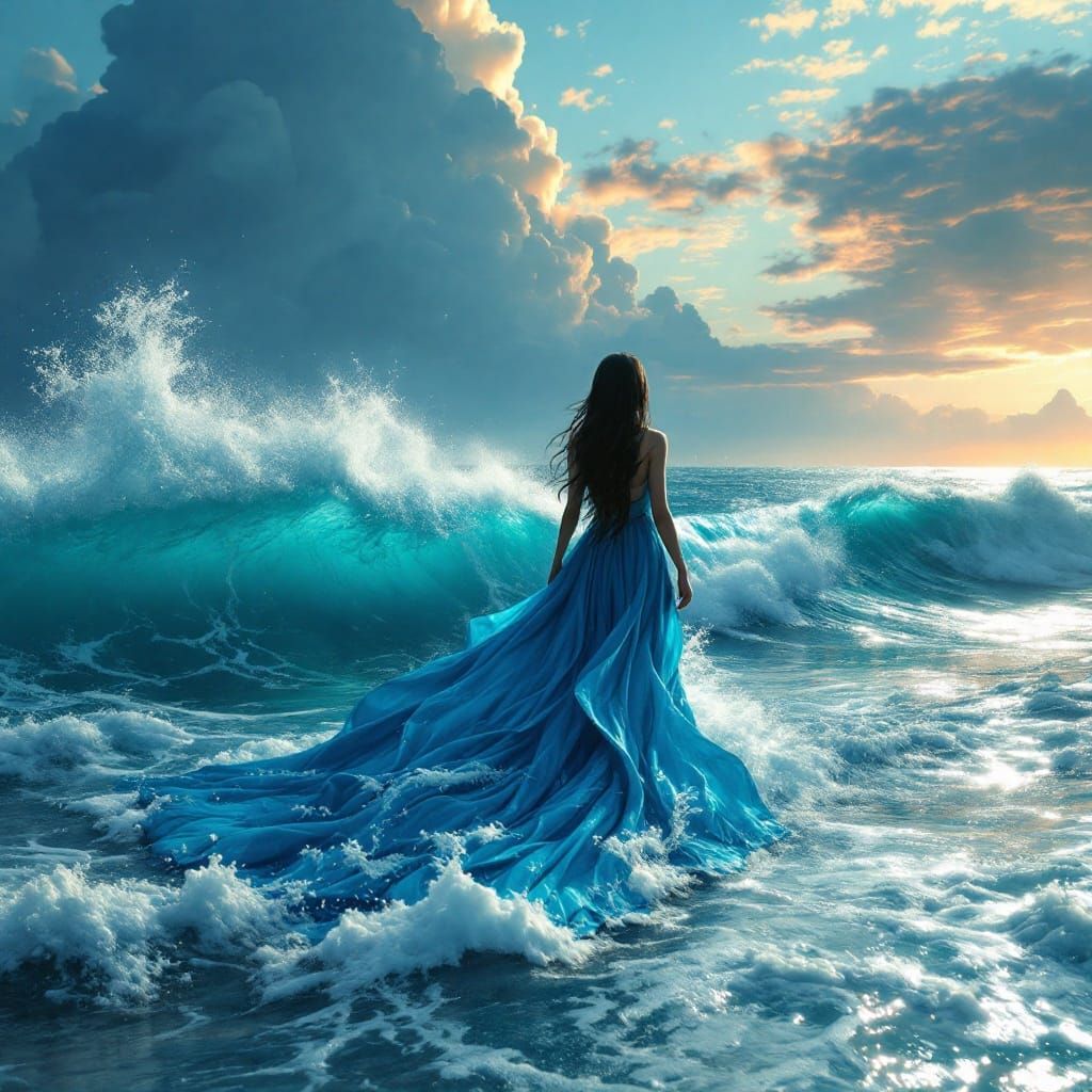 Majestic Ocean Goddess in Turquoise Sea