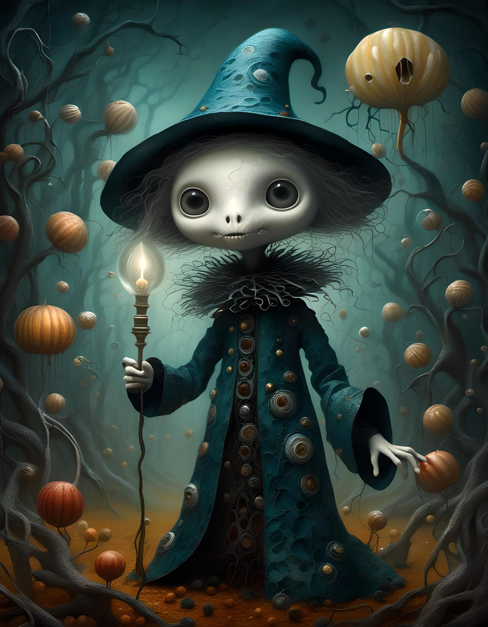 Macabre Wizard Conjuring Ethereal Creatures: Dark Fantasy Ar...