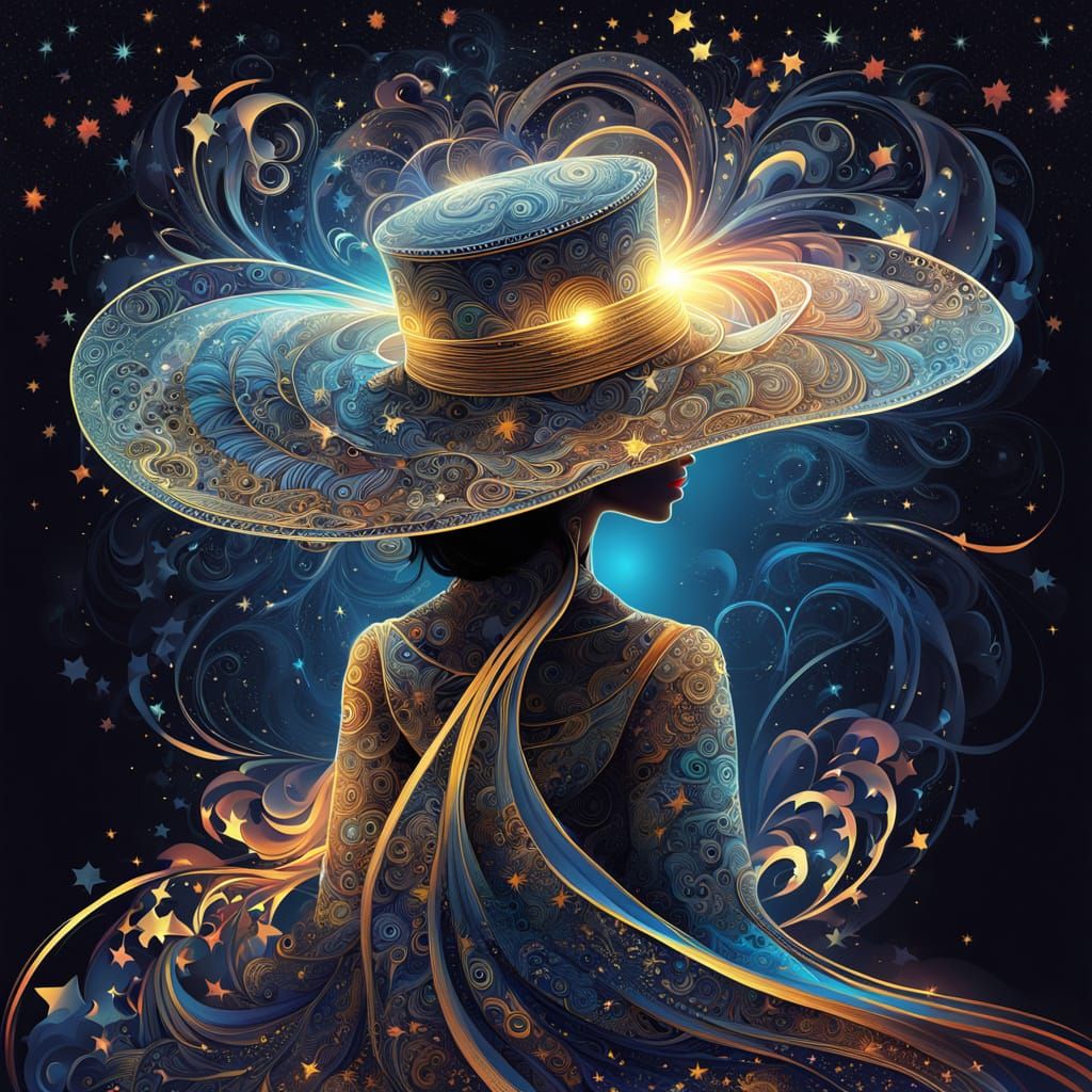 Abstract Fractal Art: Starlit Woman at Dawn