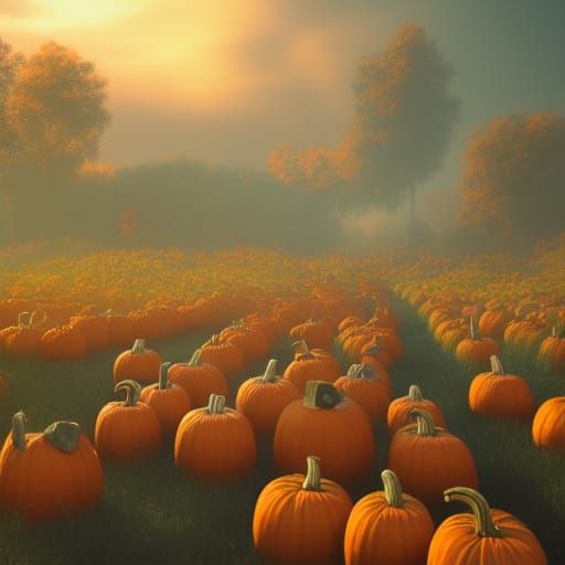 Haunted Pumpkin Field: Fantasy Concept Art