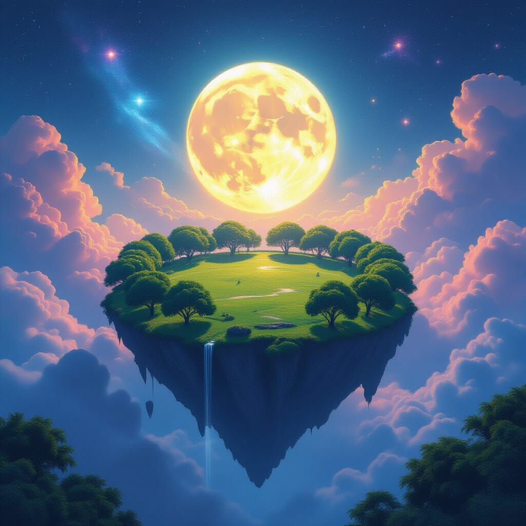 Mystical Floating Island in Vivid Digital Matte Painting Sty...