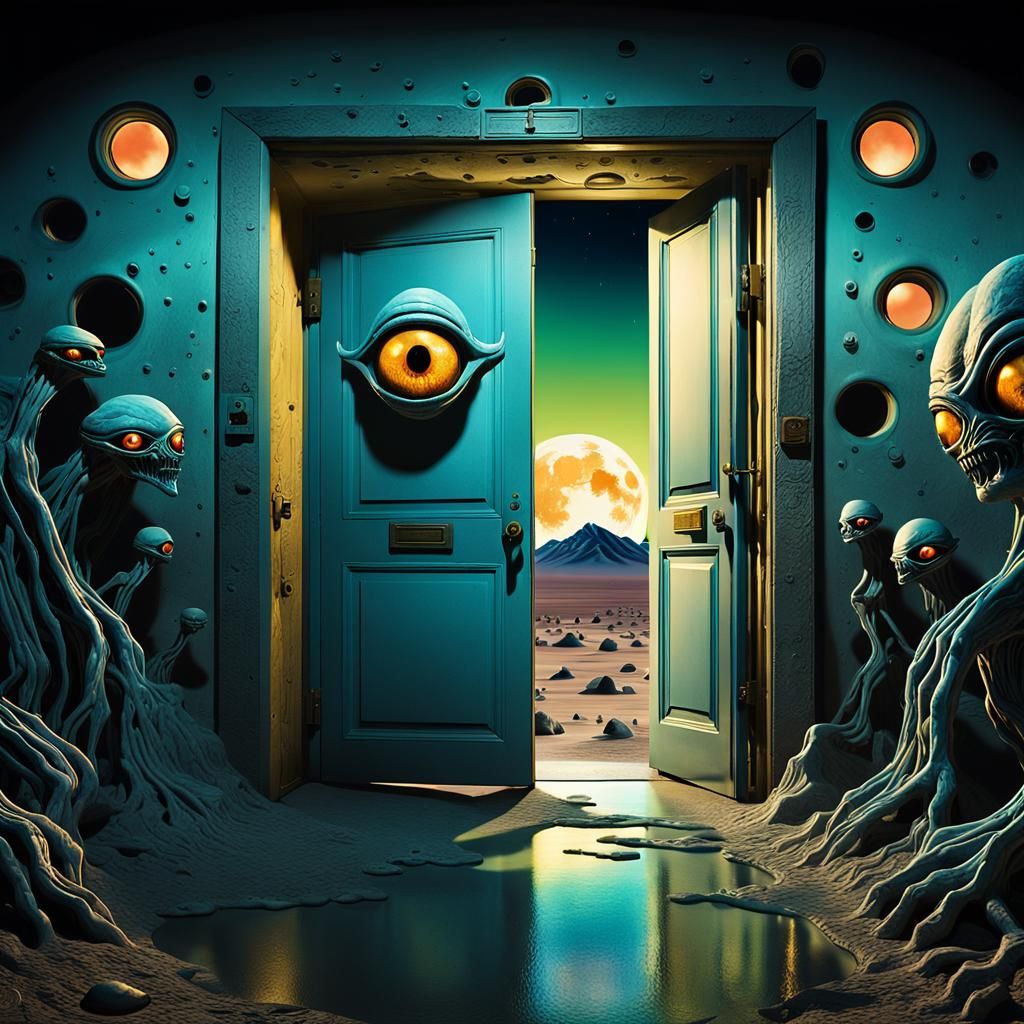 Surreal Area 51 Entrance with Alien Life