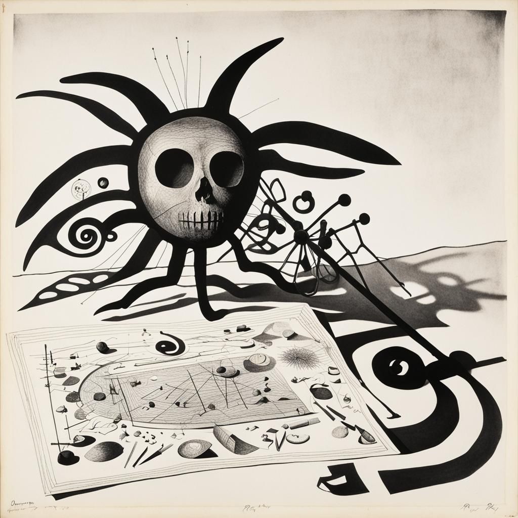 Surreal Rayograph of Black and White Objects