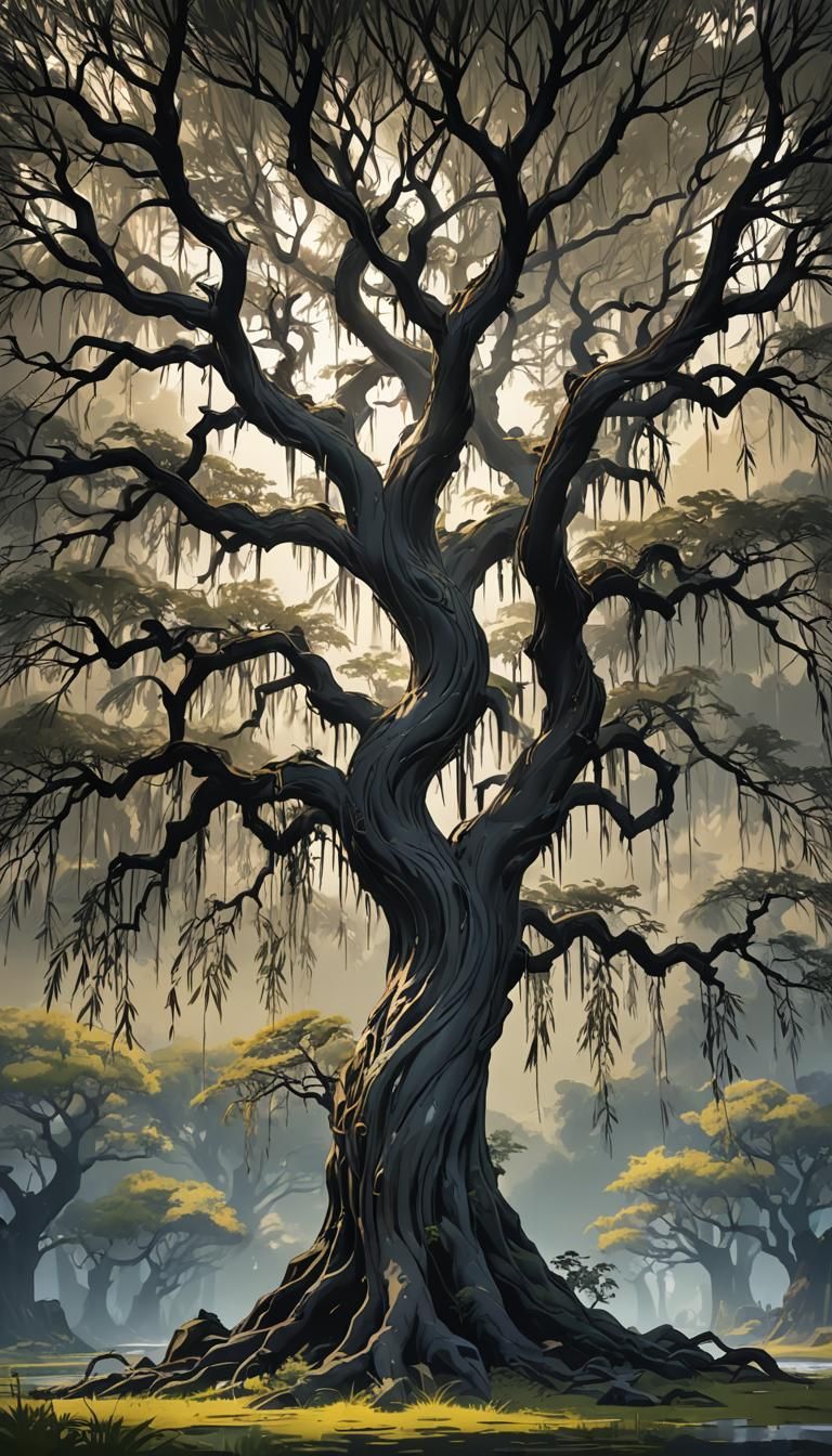 Anime Weeping Willow Tree Concept Art