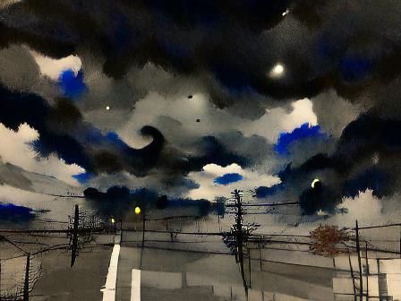 Empty Autumn Streets in Style of Max Ernst and Hopper