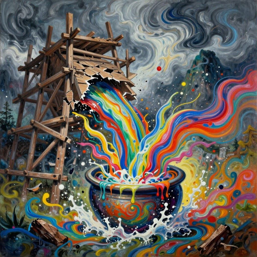 Spiritual Awakening: Pollock-Style Chaos Painting