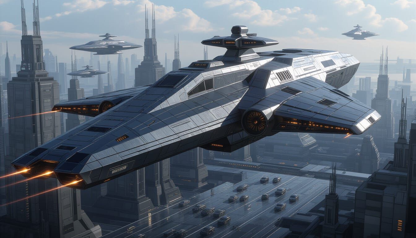 Colossal Space Dreadnought in Futuristic Style